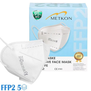 Maska FFP2  5-Warstwowa, BFE >95%, 2 Filtry,  Certyfikat CE - 10 szt