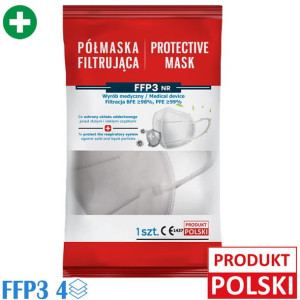 Maski FFP3 MEDYCZNE z Gąbką na nos (zmniejsza parowanie okularów) - 40 szt