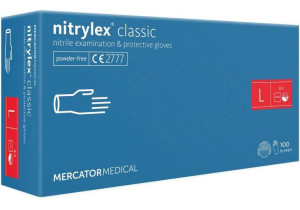 Rękawice Nitrylowe Mercator Nitrylex Bezpudrowe, Niebieskie - rozmiar L