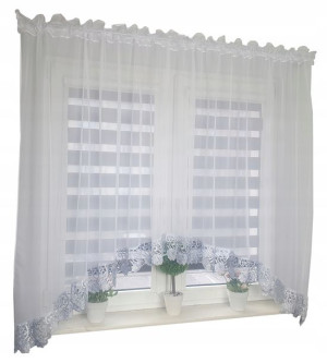 Firana Gotowa Z Gipiurą 400x160 Firanka Biała Łuk