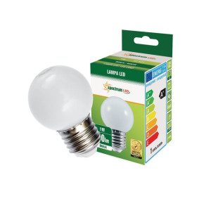 Żarówka LED PCV kulka E27 1W BIAŁA ZIMNA SPECTRUM