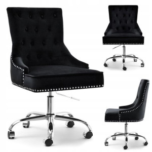 Obrotowy Fotel Glamour Soria Czarny Welur