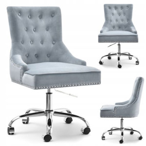 Modny Fotel Obrotowy Glamour Soria Szary Welur