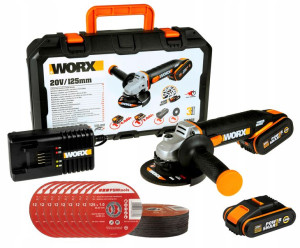 Worx Szlifierka Kątowa 125mm 2xaku Wx803 25 Tarcz