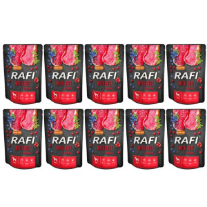 Pakiet Rafi Mokra Karma Dla Psa z Wołowiną, Borówką i Żurawiną 10 x 300 g