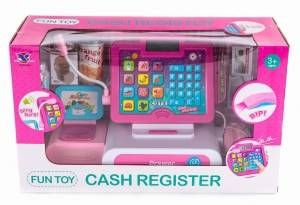 Lt179 Landtoys Kasa Sklepowa Fiskalna Zabawkowa Różowa