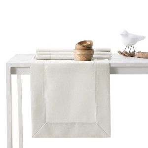 DecoKing Bieżnik bawełniany PURE mankiet 40X120 kremowy
