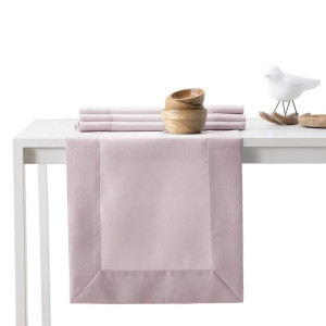 DecoKing Bieżnik bawełniany PURE mankiet 40X200 pudrowy róż