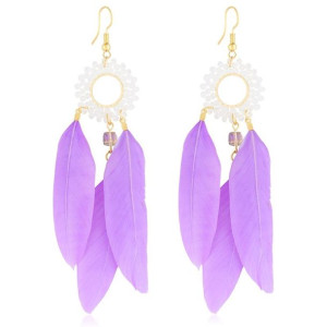 Letnie kolczyki z piórkami Boho 12 cm