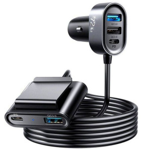 Ładowarka Samochodowa 2xusb Typ C Pd+3xusb 72w 4,8a (kabel 1,5m) 5-port Usb