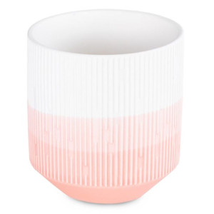 AmeliaHome Świecznik ceramiczny  FINO 9X9,8 pudrowy róż biały