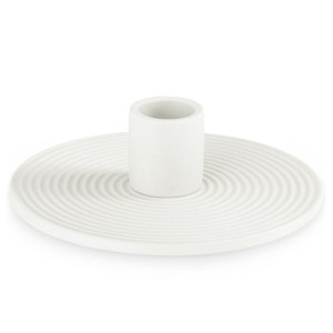 AmeliaHome Świecznik ceramiczny okrągły MORAB 12X3,5 kremowy