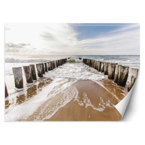 FOTOTAPETA 3D Plaża Morze Widok Falochron 250x175