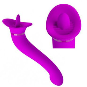 Dwustronny Wibrator Dildo Masażer z Języczkiem