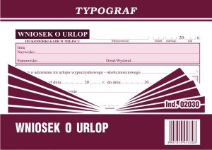Wniosek o urlop A6 TYPOGRAF 02030