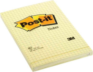 Karteczki POST-IT 102x152mm (1x100) żółte w kratke