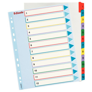 Przekładki ESSELTE 1-12 kartonowe Mylar maxi