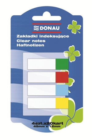Zakładki indeks. DONAU 12x45mm 4x20szt. mix