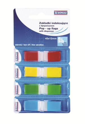 Zakładki indeks. DONAU 12x45mm 4x35szt. mix