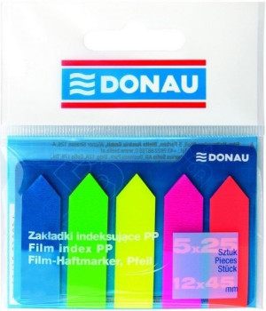 Zakładki indeks. DONAU 12x45mm 5x25szt mix strzałk