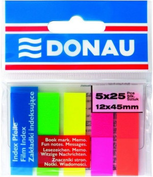 Zakładki indeks. DONAU 12x45mm 5x25szt. mix