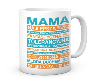 Kubek z nadrukiem prezent dla mamy Dzień Matki Word Cloud Najlepsza Mama