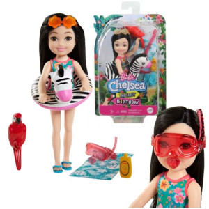 Barbie Chelsea Wakacyjna lalka z kółkiem zebrą + akcesoria