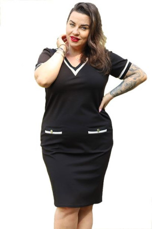 Sukienka RAMONA dzianinowa czarna 56 PLUS SIZE