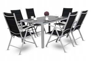 Meble Ogrodowe Aluminiowe Stół I 6 Krzeseł Loret