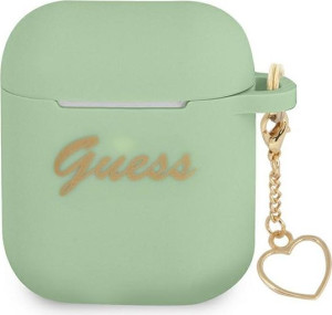 Etui Guess GUA2LSCHSN Apple AirPods zielony/green Silicone Charm Heart Coll