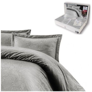 Pościel Satyna Bawełna LIGHT GREY 160x200 PREMIUM