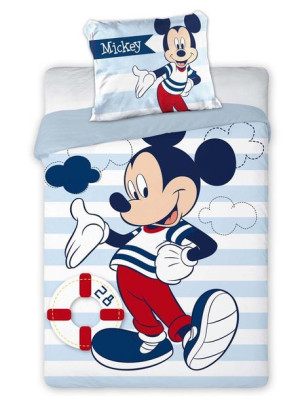 Komplet Pościeli dla dzieci bawełna 100x135 + 40x60 Myszka Mickey marynarsk