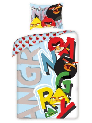Pościel Młodzieżowa Bawełna 160x200 Angry Birds błękitna