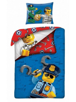 Pościel bawełna dla dzieci 140x200 +1p70x90 Lego City Policja new