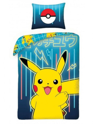 Pościel bawełna 160x200+1p70x80 Pokemon Pikachu