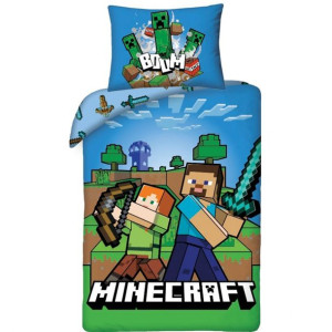 Pościel bawełna 140x200+1p70x90 Minecraft Boom NADRUK