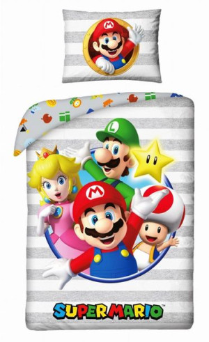 Pościel bawełna 140x200+1p70x90 Super Mario multikolor NADRUK