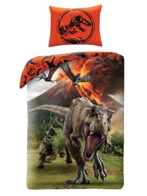 Pościel bawełna dla dzieci 160x200+1p70x80 Jurassic World czerwony