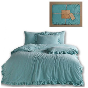 Pościel bawełniana MINERAL BLUE 160x200 STONEWASHED
