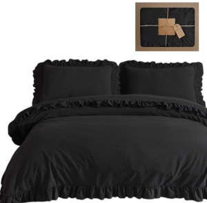 Pościel bawełniana BLACK 160x200 STONEWASHED