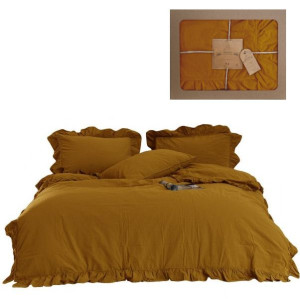 Pościel bawełniana MUSTARD 200x220 STONEWASHED