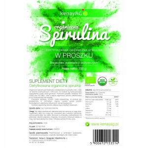 Kenay Spirulina Organiczna Proszek 100g Certyfikat