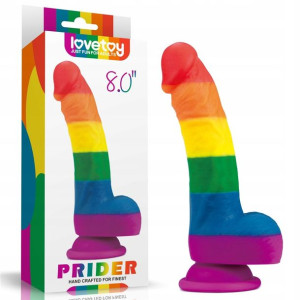 Dildo Sztuczny Kutas tęczowy LGBT Pride Anal 8''