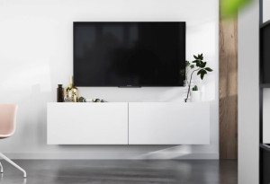 Wisząca szafka RTV Mała komoda RTV biały MAT 120 cm