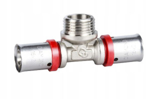 Trójnik redukcyjny 16x1/2GZx16 PEX zaciskana