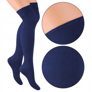 Steven 076 Zakolanówki Damskie Bawełna Navy 35-37