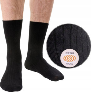 Steven 130 Skarpety Bezuciskowe Merino czerń 41-43