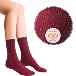 Steven 130 Skarpety Bezuciskowe Merino Bordo 38-40