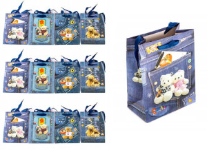 Torebki Prezentowe Misie 18x23cm Zestaw 12szt