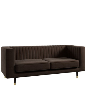 Trzyosobowa brązowa sofa tapicerowana do salonu, pokoju